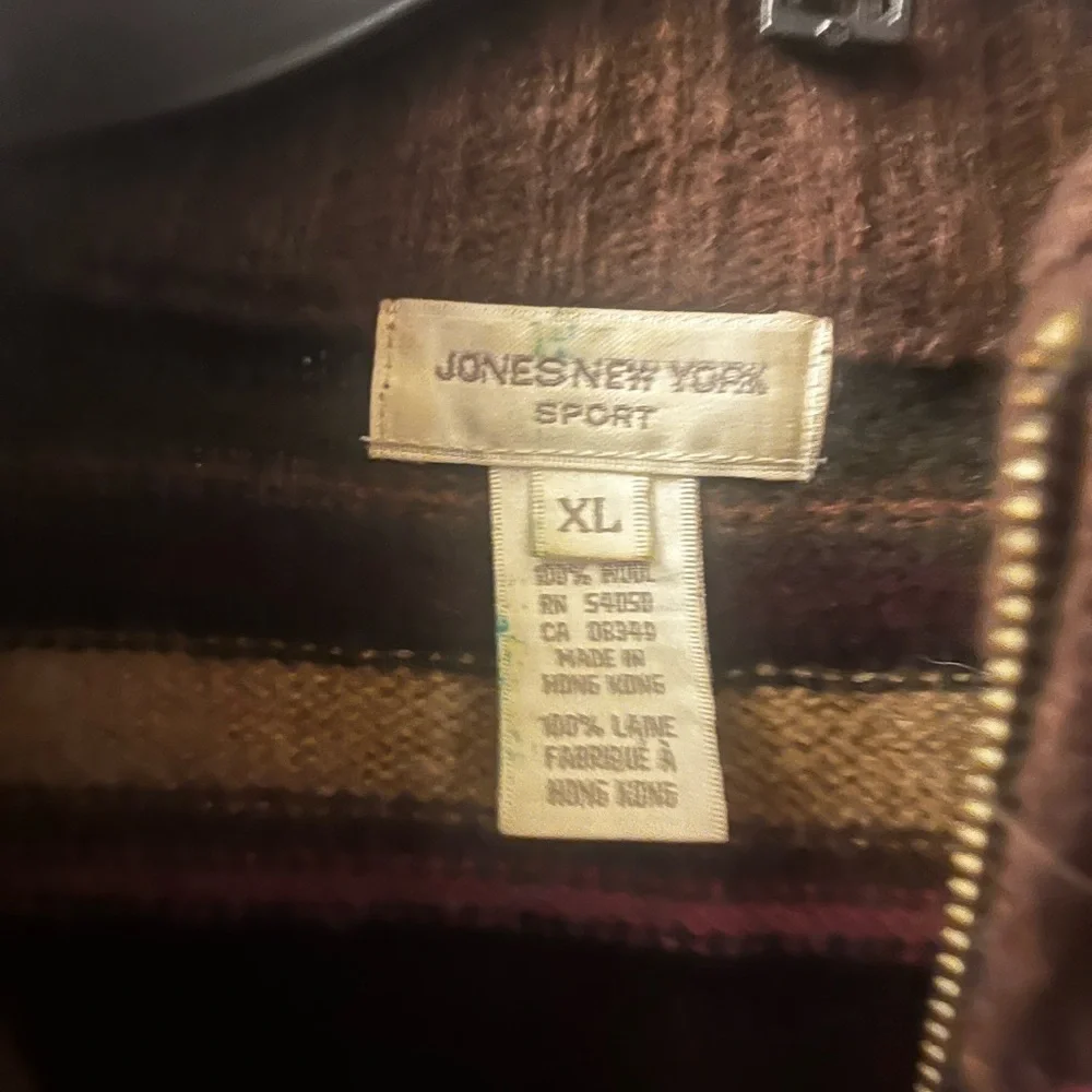 Jones New York Wool Zip-Up Sweater in Earth Tones - Picture 2 of 3